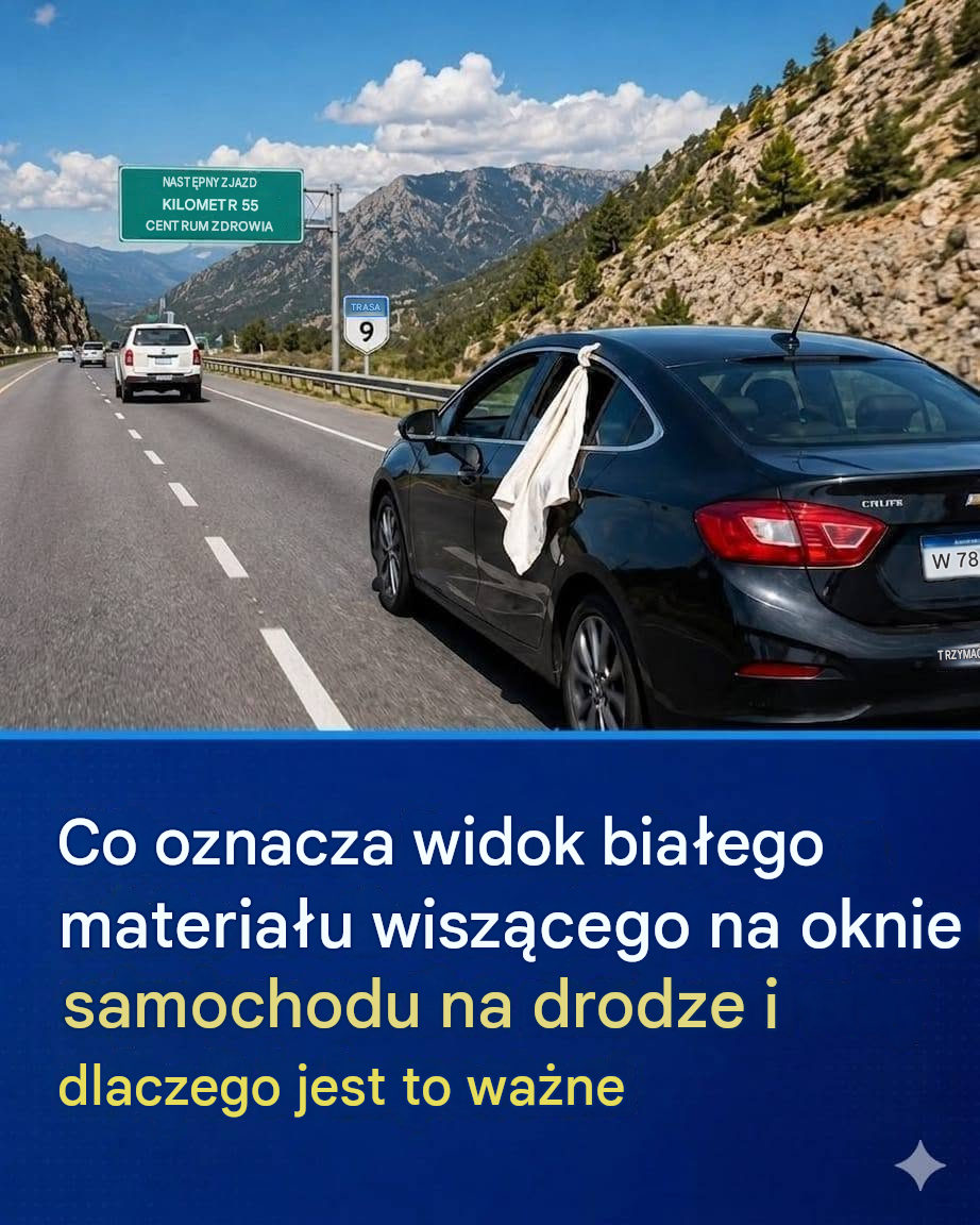 Biała tkanina w szybach samochodowych