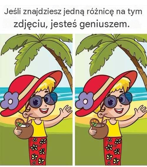 Szczęśliwa dziewczyna z plaży: znajdź 1 różnicę.