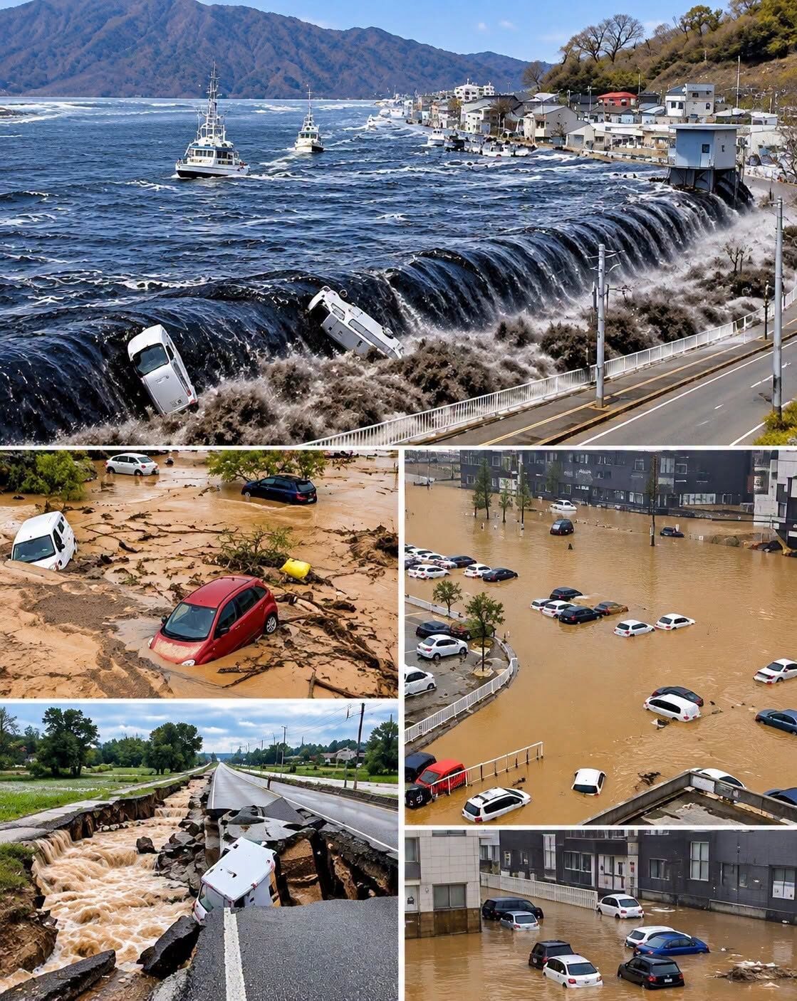 Potężne trzęsienie ziemi wywołuje tsunami, które wysyła fale na obszary przybrzeżne